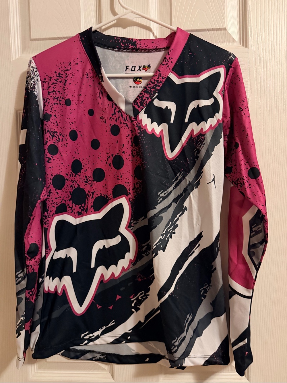 Fox Women’s Long Sleeve Motocross Jersey - Pink, Black & White